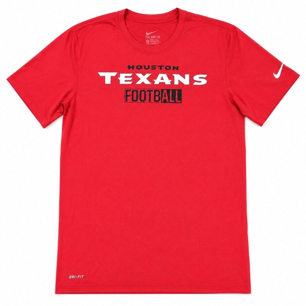 Mens Nike DriFIT Houston Texans Football NFL Shirt Red Medium Athletic Cut